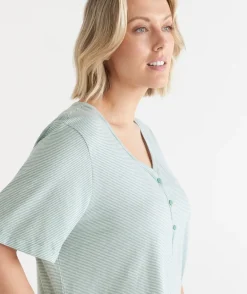 Sussan Nighties>AC STRIPE CURVED HEM NIGHT