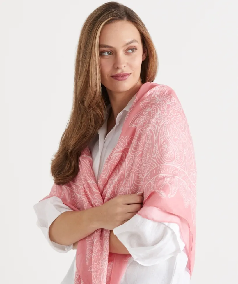 Sussan Scarves>Bandana Print Scarf - Pink PINK SUNSET