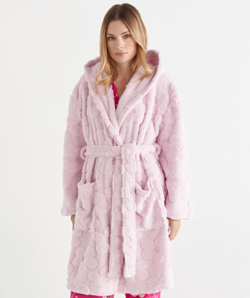 Sussan Dressing Gowns|Bcna>BCNA Floral Hooded Robe SOFT PINK
