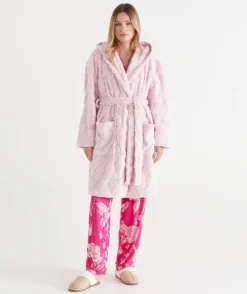 Sussan Dressing Gowns|Bcna>BCNA Floral Hooded Robe SOFT PINK