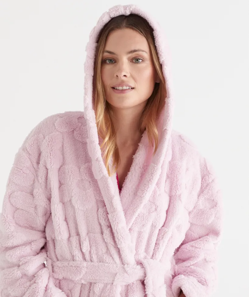 Sussan Dressing Gowns|Bcna>BCNA Floral Hooded Robe SOFT PINK
