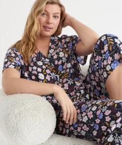 Sussan Pyjama Sets>Blooming Florals Short Sleeve Novelty Pyjama Set NAVY