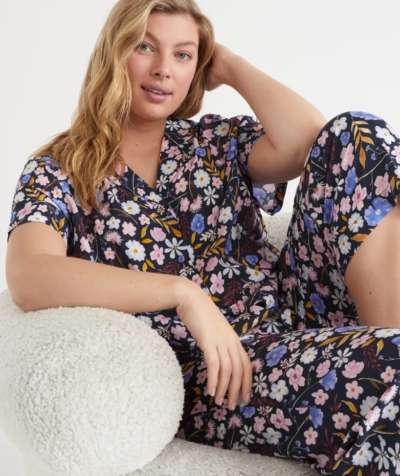 Sussan Pyjama Sets>Blooming Florals Short Sleeve Novelty Pyjama Set NAVY