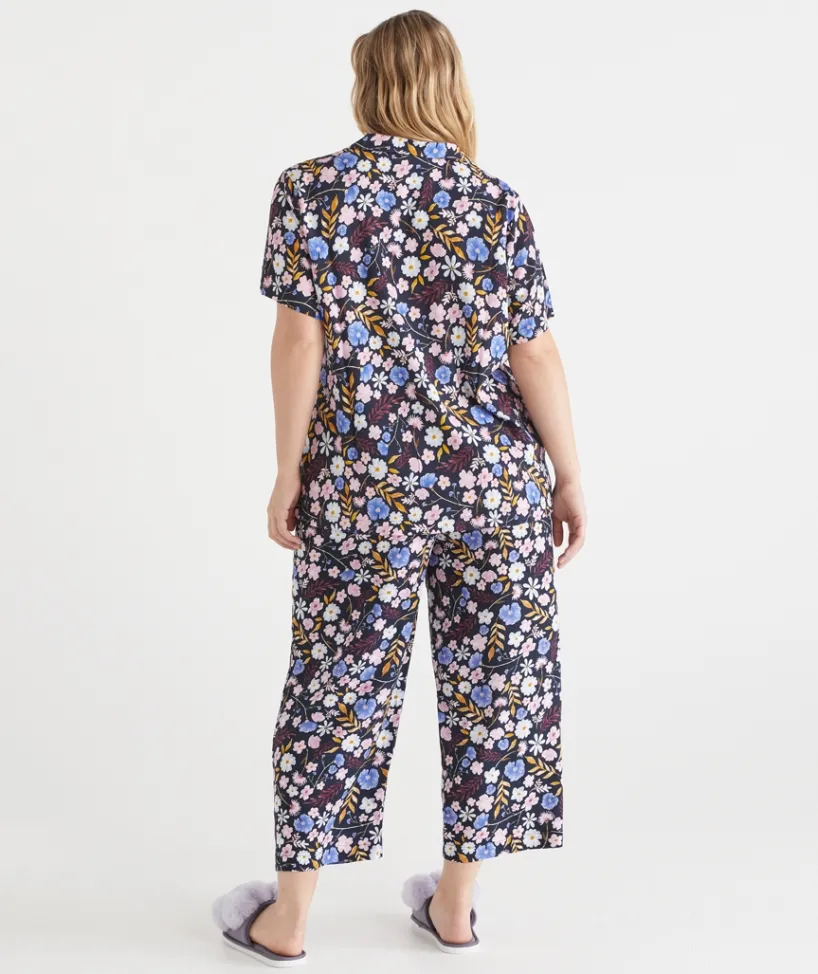 Sussan Pyjama Sets>Blooming Florals Short Sleeve Novelty Pyjama Set NAVY