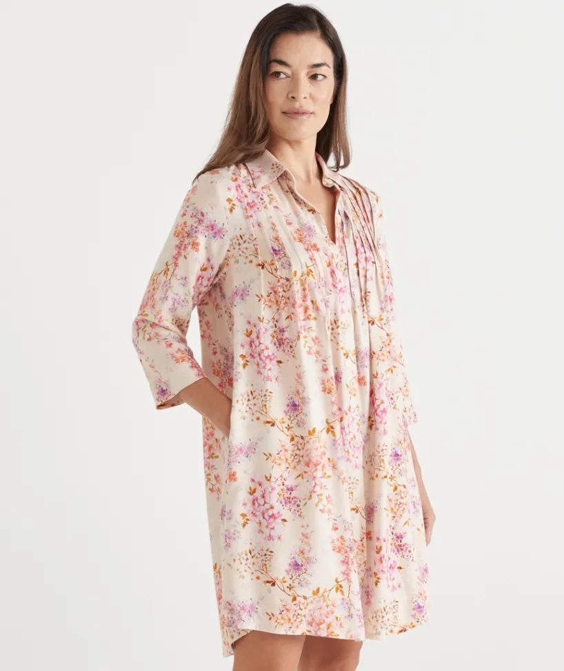 Sussan Nighties>Blossom Floral Print Nightie CREAM
