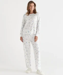 Sussan Pyjama Sets>BLUEBERRY AUS COTTON PJ SET CREAM