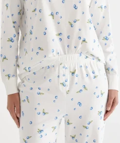 Sussan Pyjama Sets>BLUEBERRY AUS COTTON PJ SET CREAM