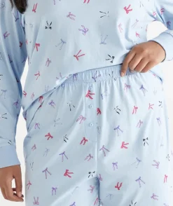 Sussan Pyjama Sets>Bow Print Novelty Pyjama Set BLUEBELL