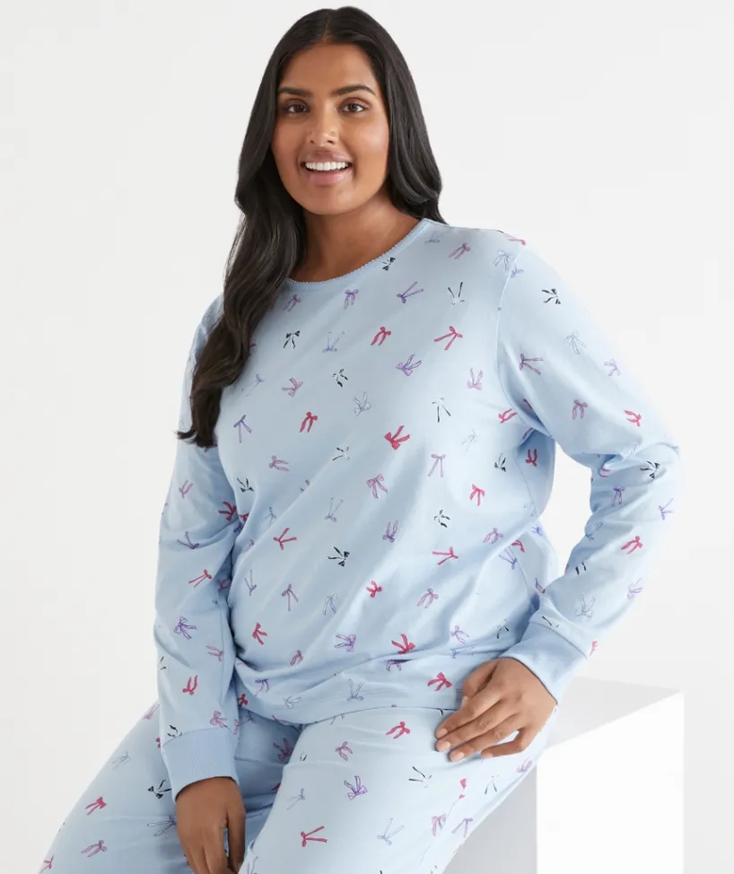Sussan Pyjama Sets>Bow Print Novelty Pyjama Set BLUEBELL