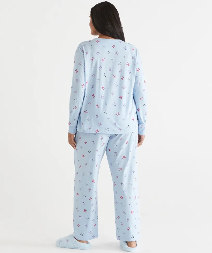 Sussan Pyjama Sets>Bow Print Novelty Pyjama Set BLUEBELL