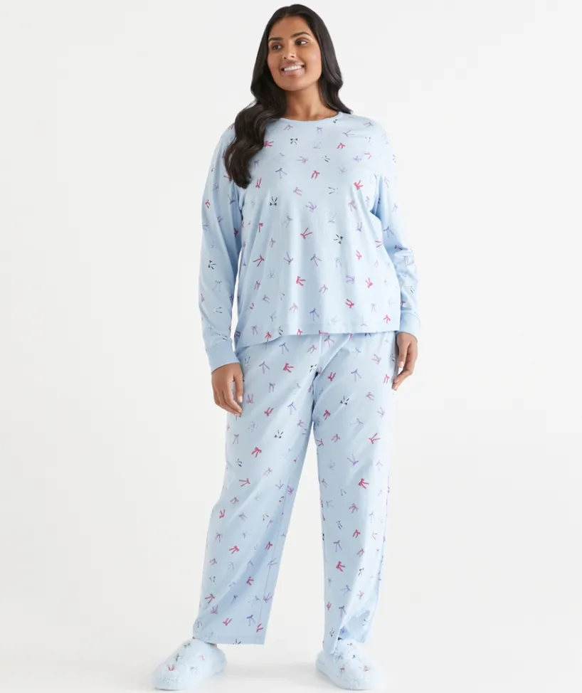 Sussan Pyjama Sets>Bow Print Novelty Pyjama Set BLUEBELL