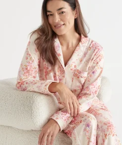 Sussan Pyjama Sets>Brushed Blossom Floral Print Pyjama Set CREAM