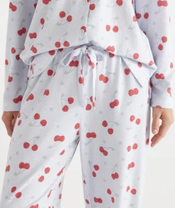 Sussan Pyjama Sets>Brushed Cherry Print Novelty Pyjama Set BLUE MARLE