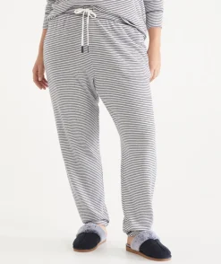 Sussan Pyjama Bottoms|Everyday Icons>Brushed Stripe Tapered Pyjama Pant - NAVY