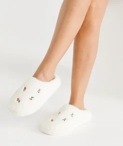 Sussan Slippers>Cherry Fluffy Slipper CREAM