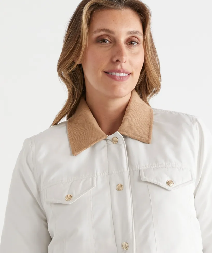 Sussan Jackets & Coats|Jackets>Contrast Collar Puffer Jacket CHALK