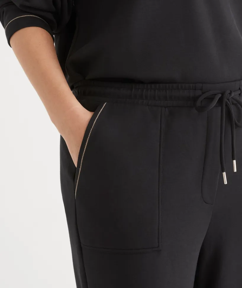 Sussan Pants>Contrast Stitch Culotte Pant BLACK