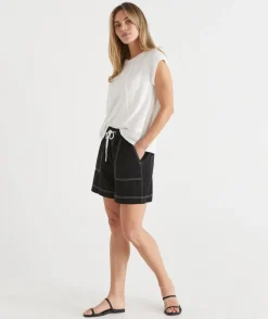 Sussan Shorts>Contrast Stitch Short - BLACK