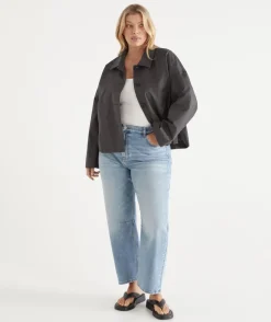 Sussan Jackets & Coats|Shackets>Cotton Parka Jacket SLATE