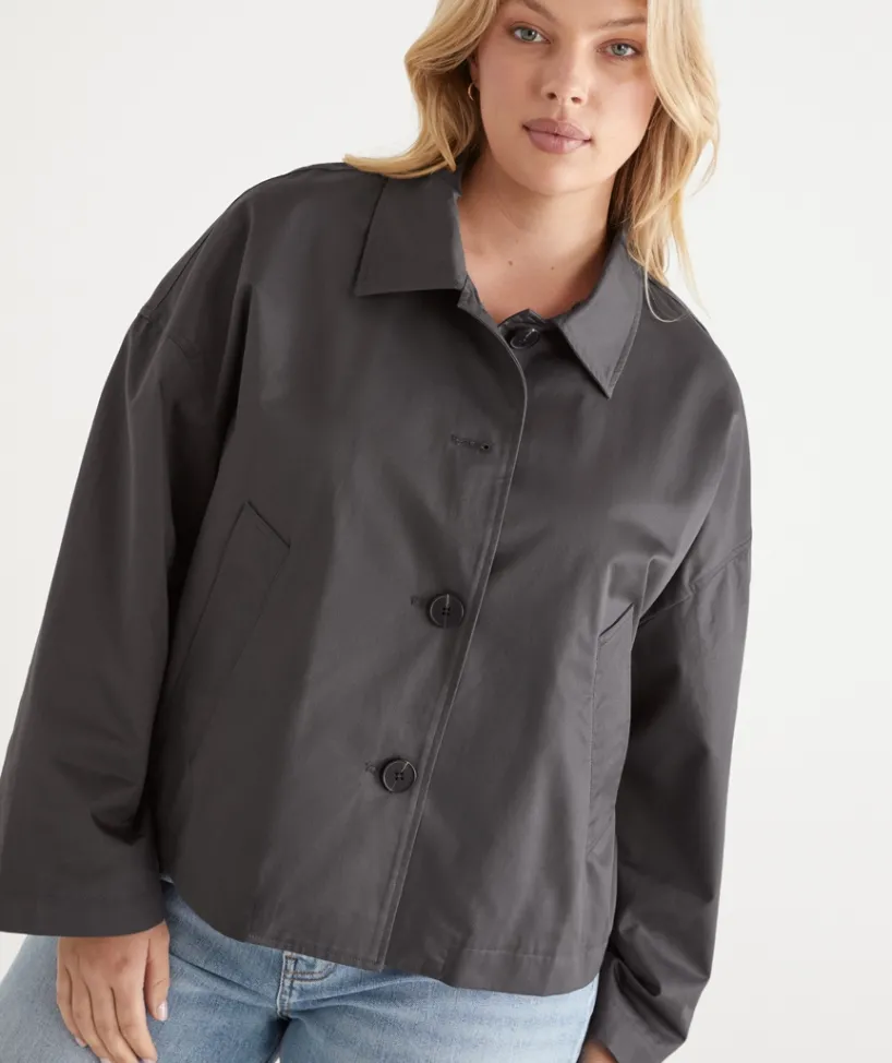 Sussan Jackets & Coats|Shackets>Cotton Parka Jacket SLATE