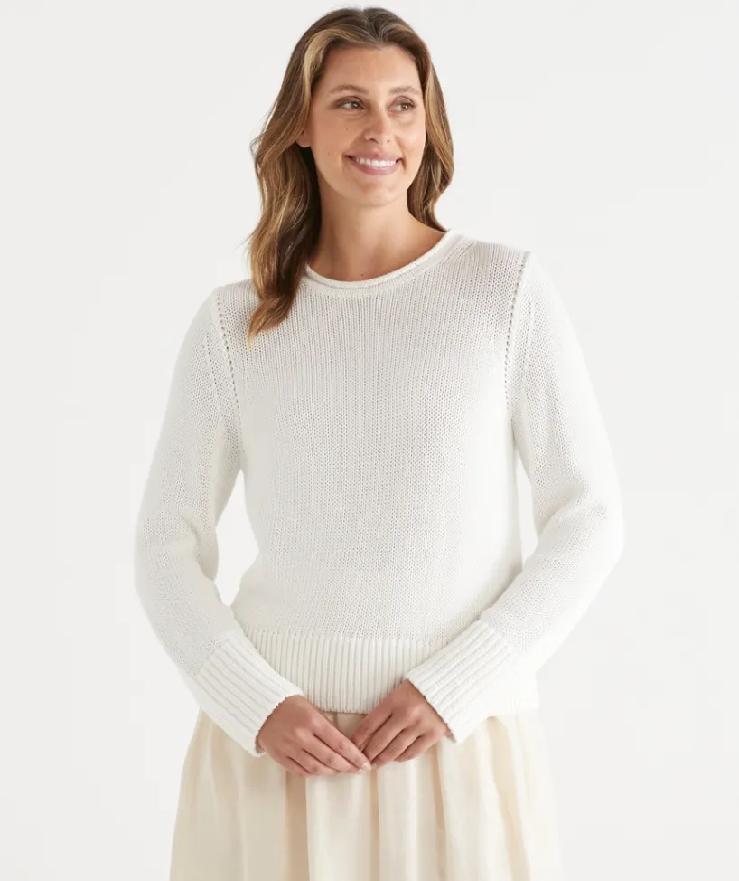 Sussan Tops|Knitwear>Crew Neck Jumper CHALK