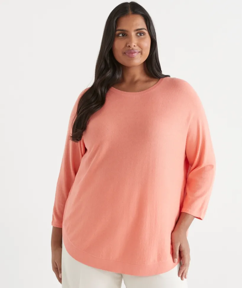 Sussan Tops|Knitwear>Curved Hem Crew Neck Jumper