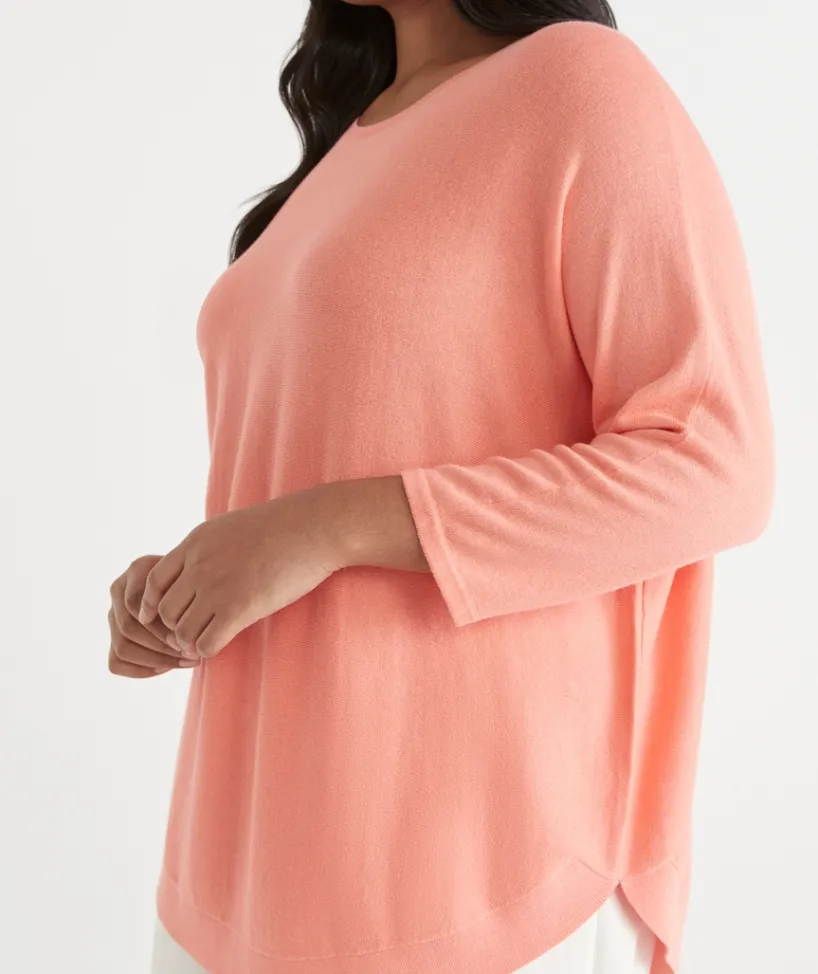 Sussan Tops|Knitwear>Curved Hem Crew Neck Jumper