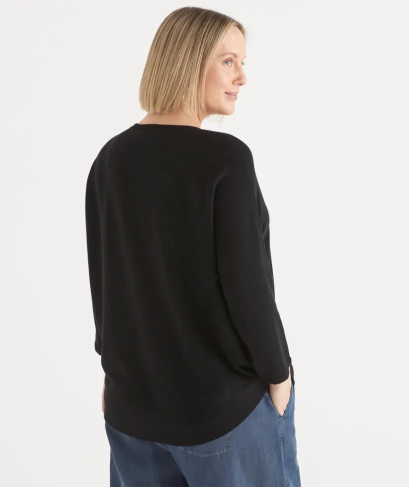 Sussan Tops|Knitwear>Curved Hem Crew Neck Jumper