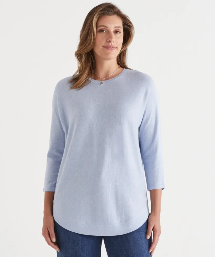 Sussan Tops|Knitwear>Curved Hem Crew Neck Jumper