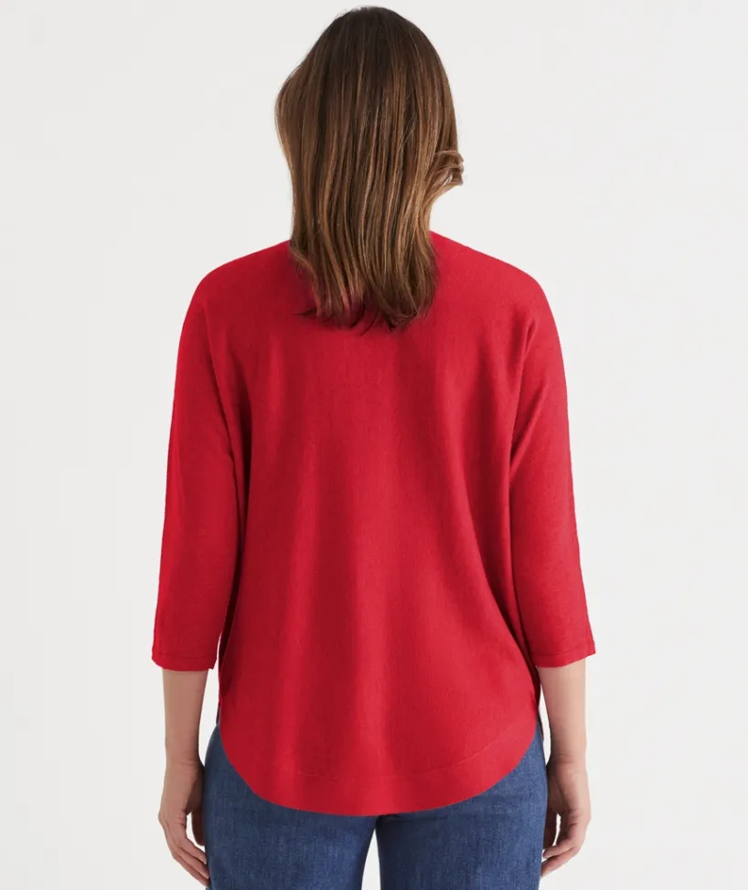 Sussan Tops|Knitwear>Curved Hem Crew Neck Jumper