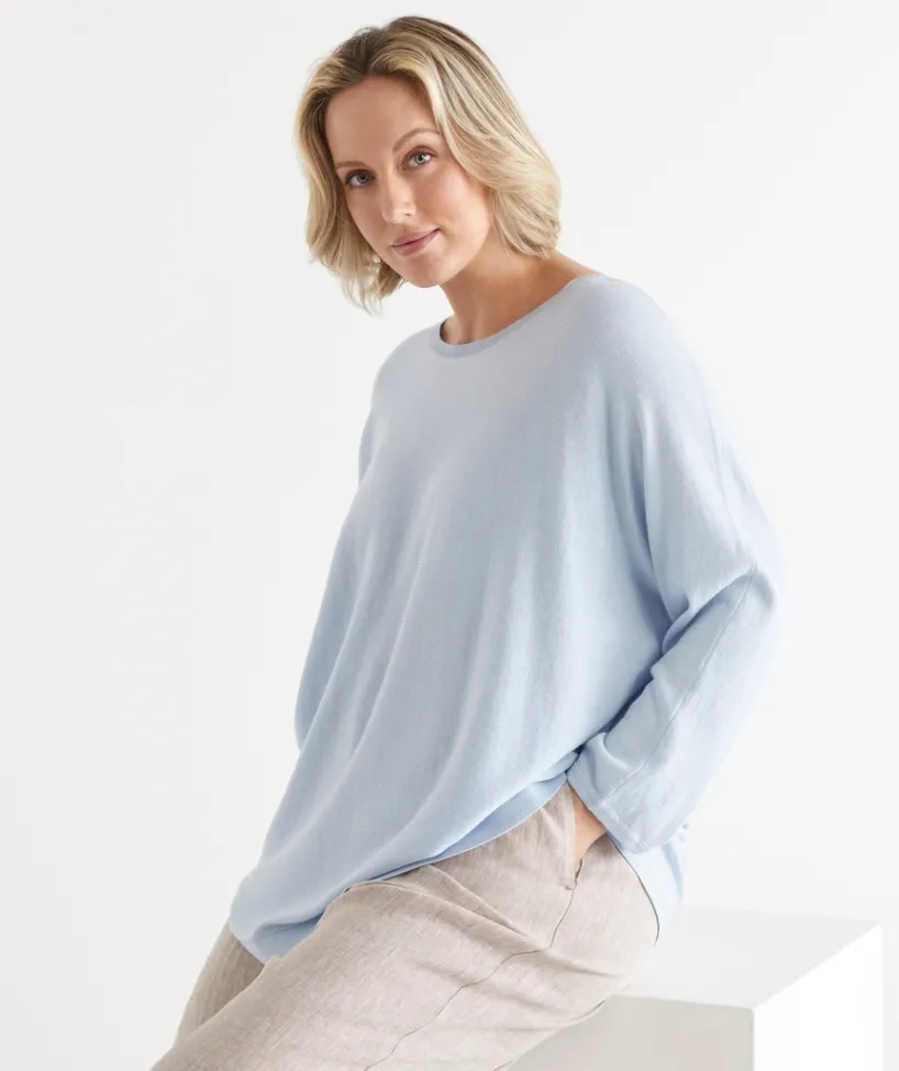Sussan Tops|Knitwear>Curved Hem Crew Neck Jumper