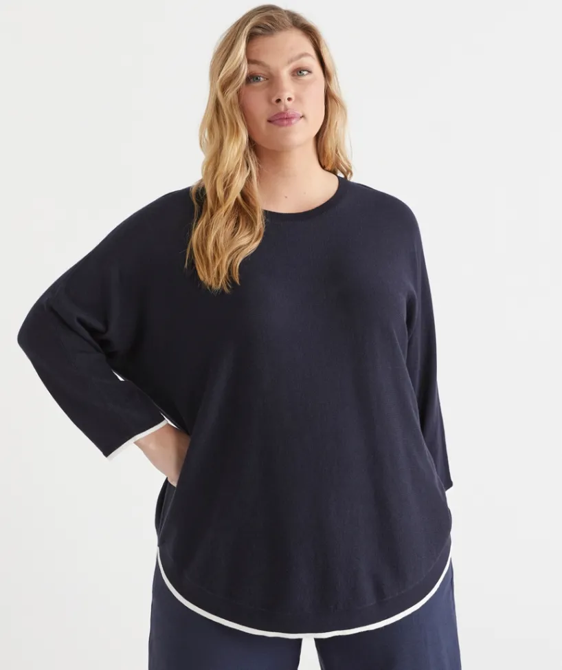 Sussan Tops|Knitwear>Curved Hem Crew Neck Jumper