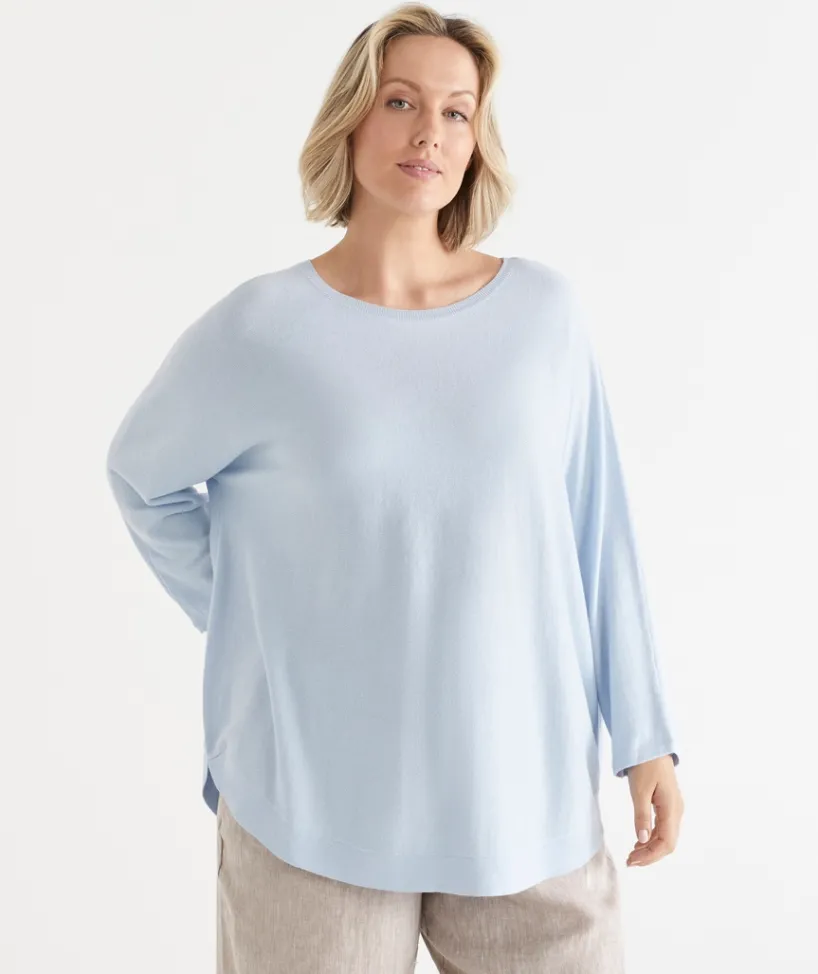 Sussan Tops|Knitwear>Curved Hem Crew Neck Jumper