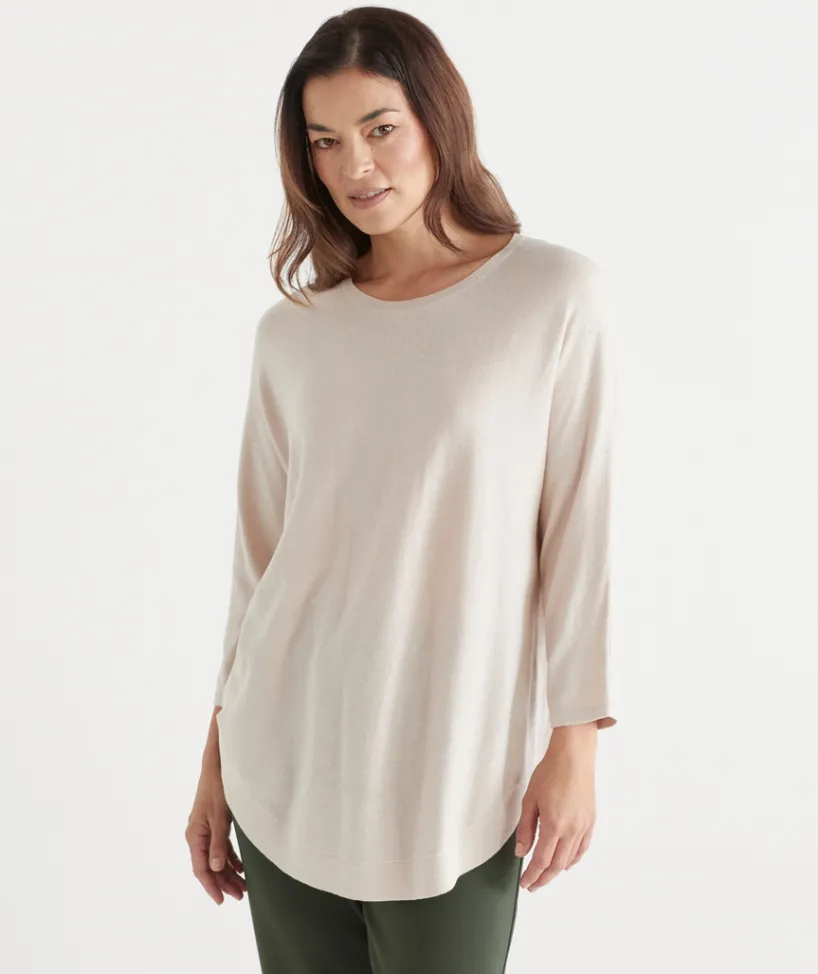 Sussan Tops|Knitwear>Curved Hem Crew Neck Jumper