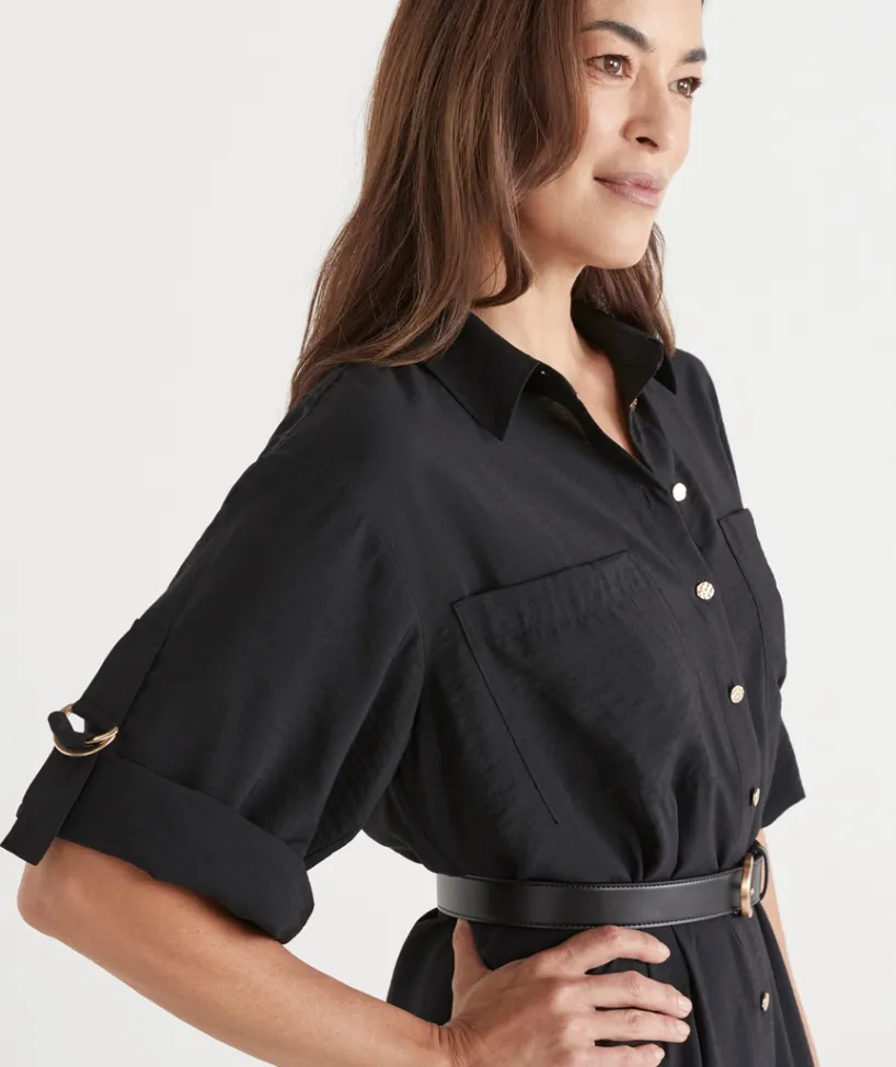 Sussan Dresses>D Ring Shirt Midi Dress