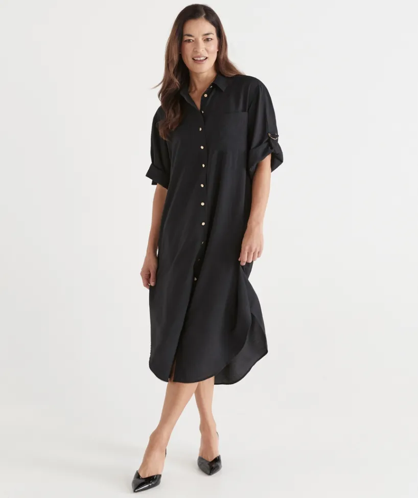 Sussan Dresses>D Ring Shirt Midi Dress