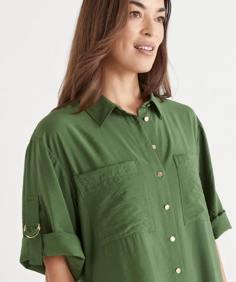 Sussan Dresses>D Ring Shirt Midi Dress