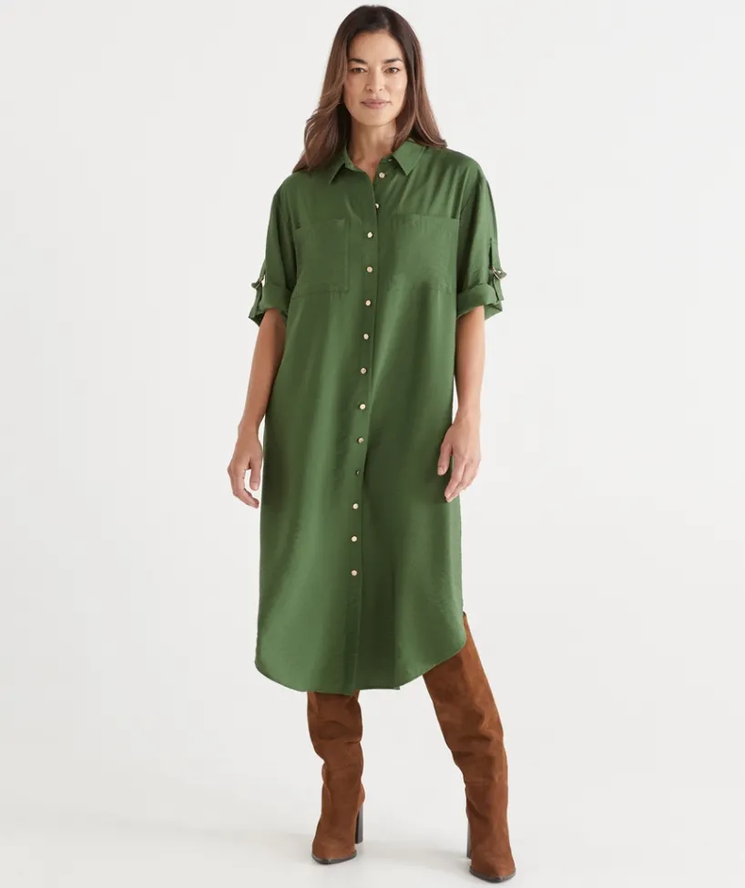 Sussan Dresses>D Ring Shirt Midi Dress