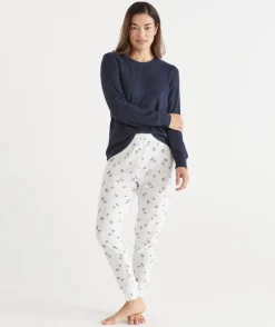 Sussan Pyjama Bottoms>Daisy Print Waffle Jogger CREAM