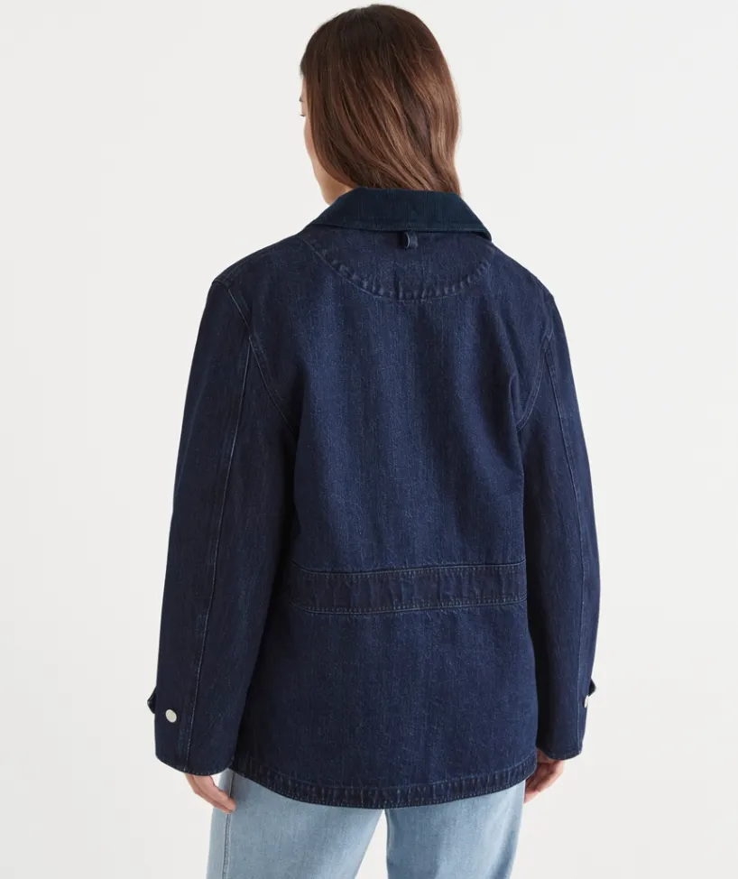 Sussan Jackets & Coats|Shackets>Denim Barn Jacket DARK WASH