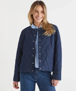 Sussan Denim|Denim Jackets & Shackets>Denim Puffer Jacket - RINSE WASH