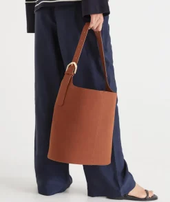 Sussan Bags>Faux Suede Bucket Bag - TAN