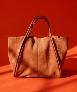 Sussan Bags>Faux Suede Summer Tote Bag TAN