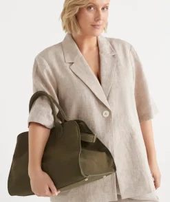 Sussan Bags>Faux Suede Tote Bag - KHAKI