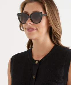 Sussan Sunglasses>Fermo Oversized Sunglasses BLACK