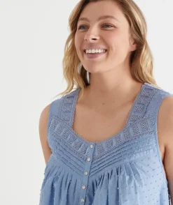 Sussan Nighties>Flock Spot Sleeveless Nightie