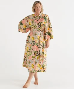 Sussan Dressing Gowns>Floral Botanical Orchard Kimono - Pink PINK LEMONADE