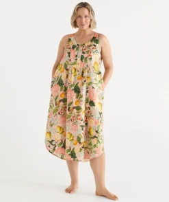 Sussan Nighties>Floral Botanical Orchard Sleeveless Nightie PINK LEMONADE