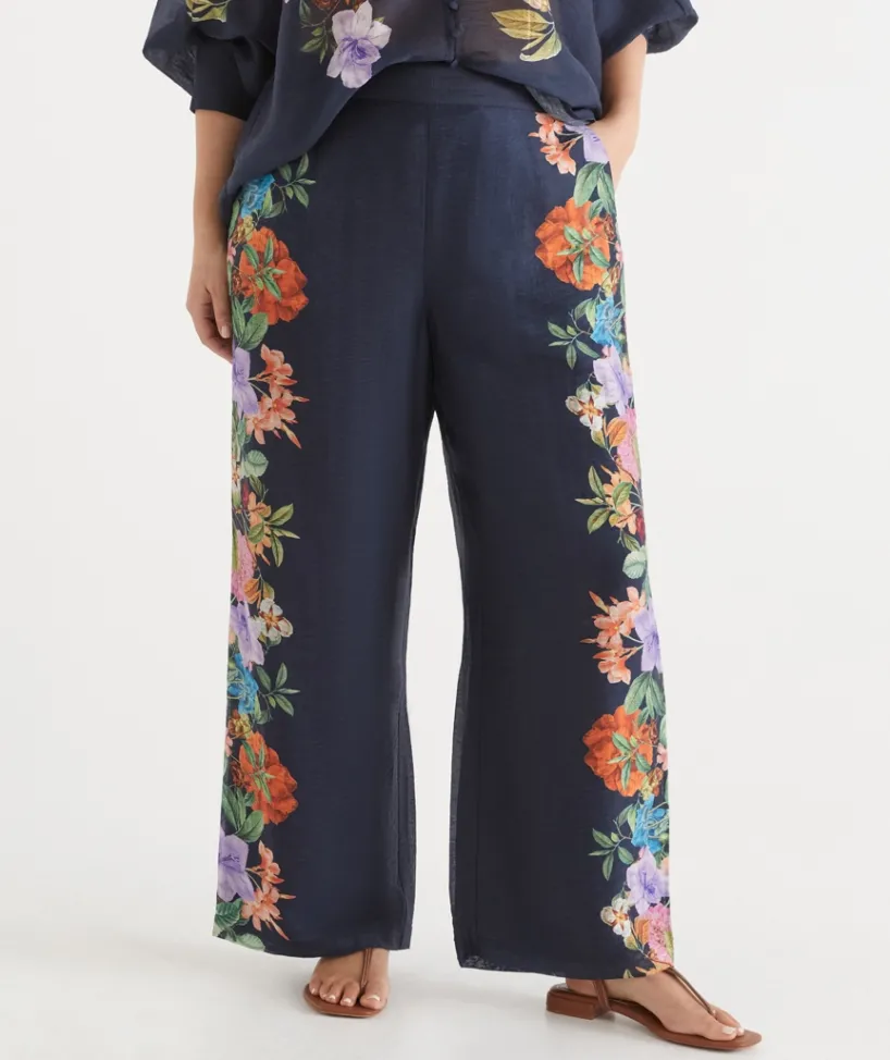Sussan Matching Sets>Floral Botanical Wide Leg Pant INK