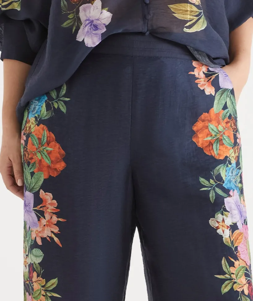 Sussan Matching Sets>Floral Botanical Wide Leg Pant INK